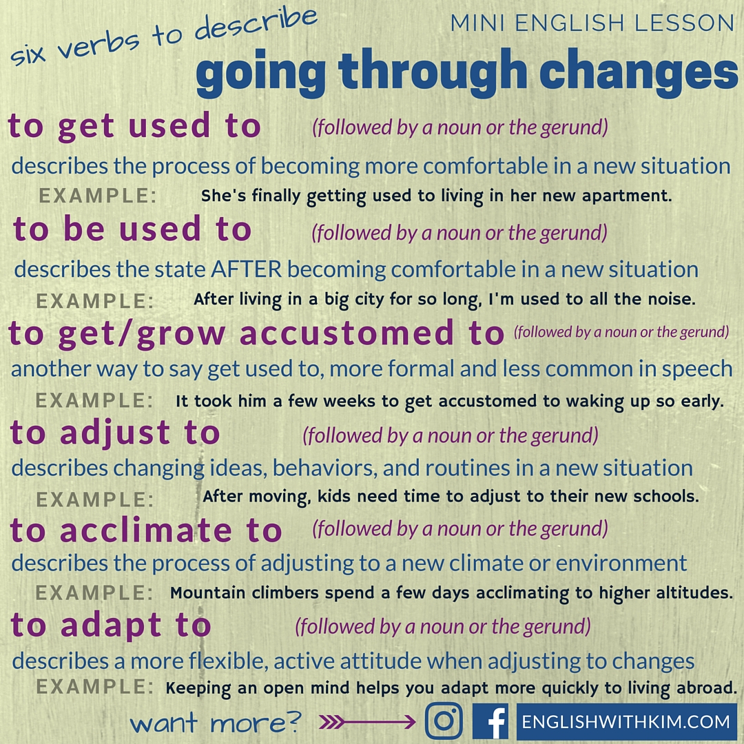Understand Nuance Six Verbs to Describe Going Through Changes